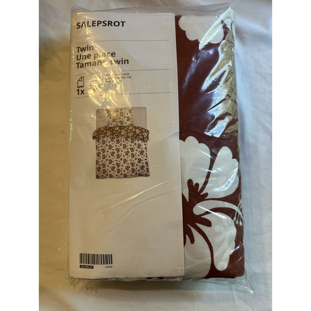 Ikea Salepsrot Duvet Cover 1 Pillowcase‎ Rust Floral White Red Twin 904.985.47